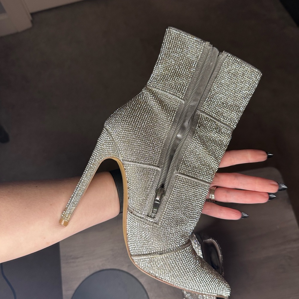 Silver Rhinestone Steve Madden booties. - Picture 5 of 7
